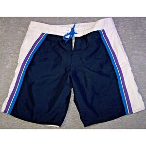 Gap Swim Men's‎ Medium M 34X7 Board Shorts Mesh Classic Trunks White Black Blue